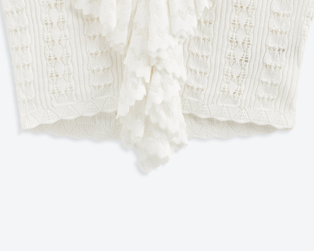 Starlight Ruffle Crochet Cardi | Tidal White