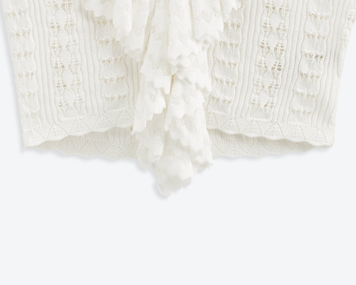 Starlight Ruffle Crochet Cardi | Tidal White
