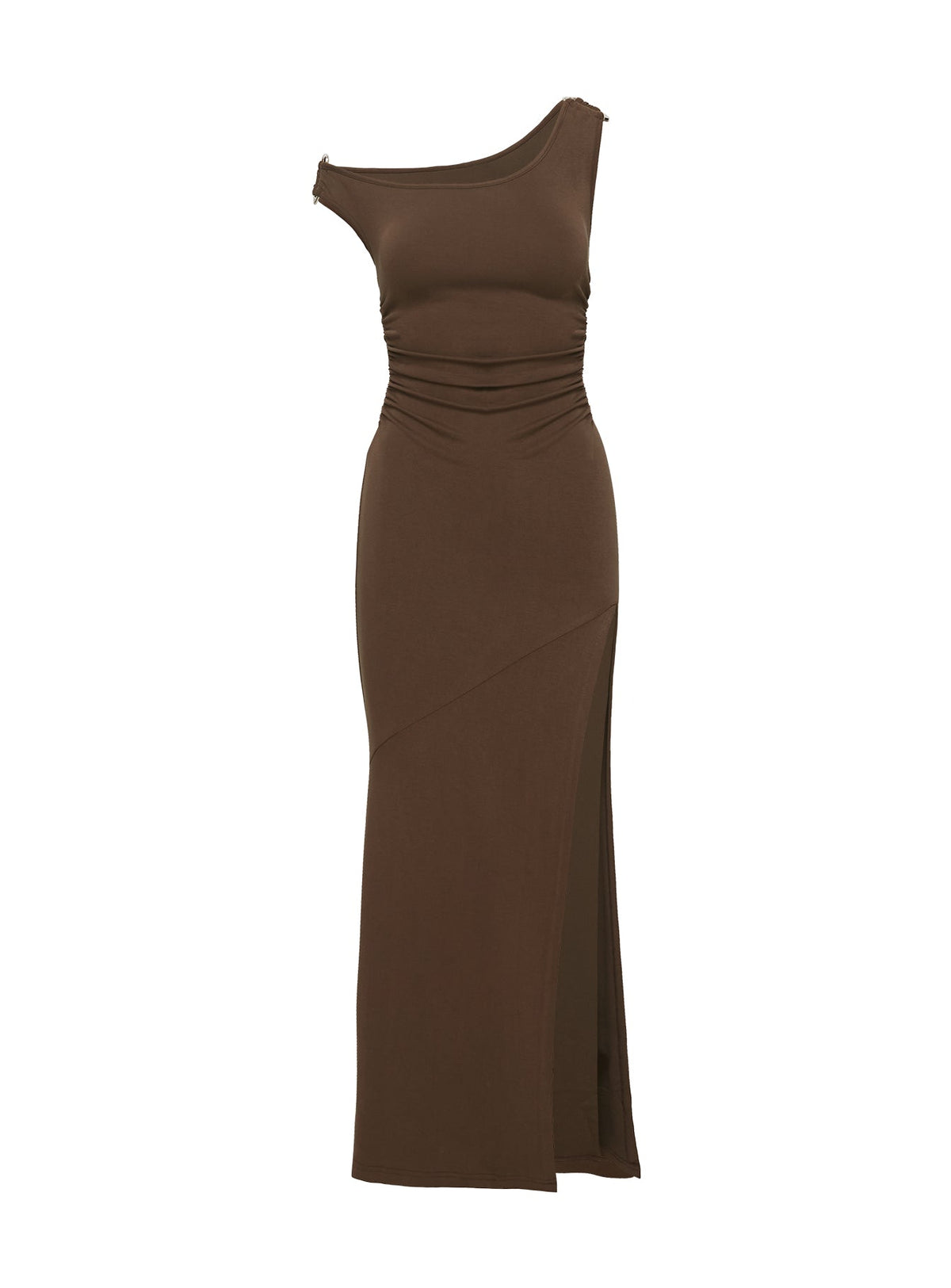 Rios One Shoulder Maxi Dress Brown Curve