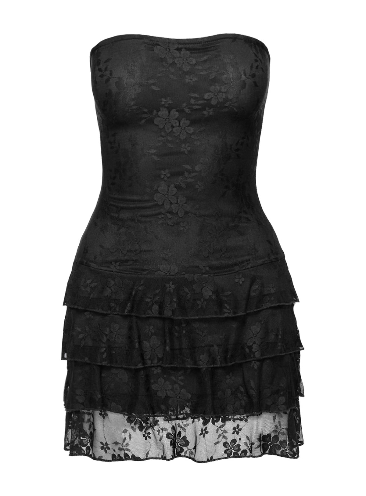 So Gorgeous Strapless Frill Romper Black Tall