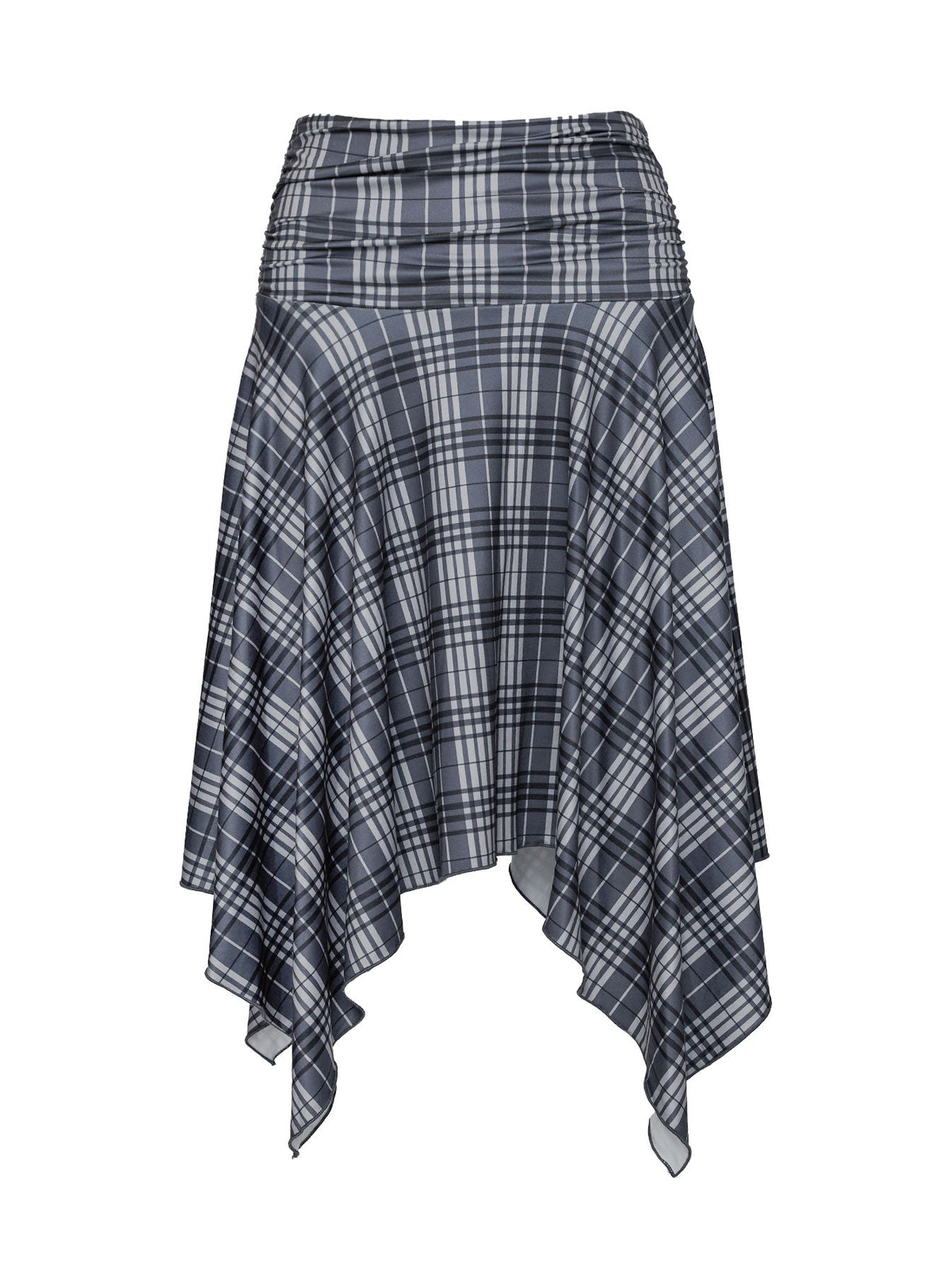 Scholar Asymmetrical Midi Skirt Grey Check