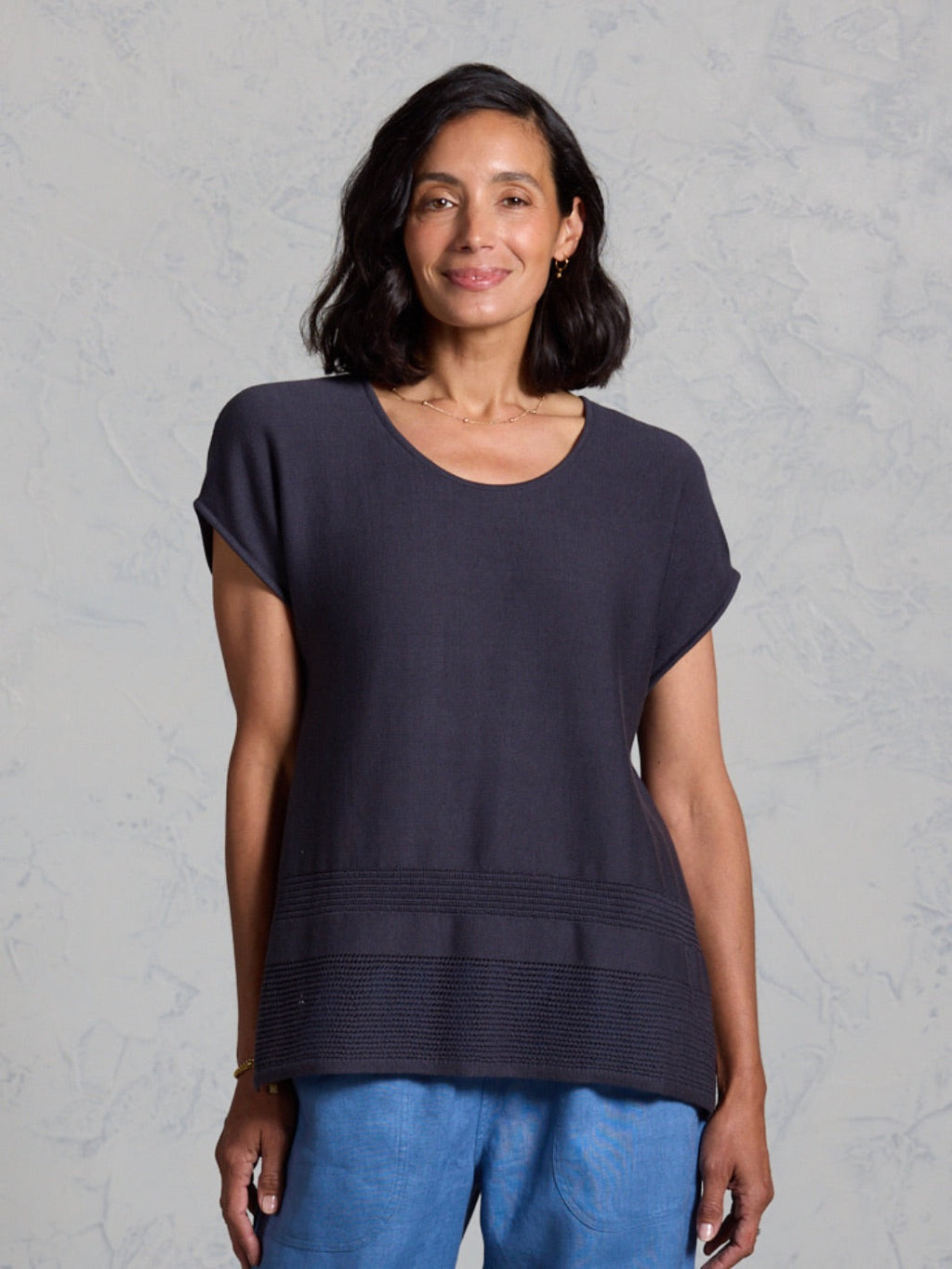 Sundown Cotton Knit Top Charcoal