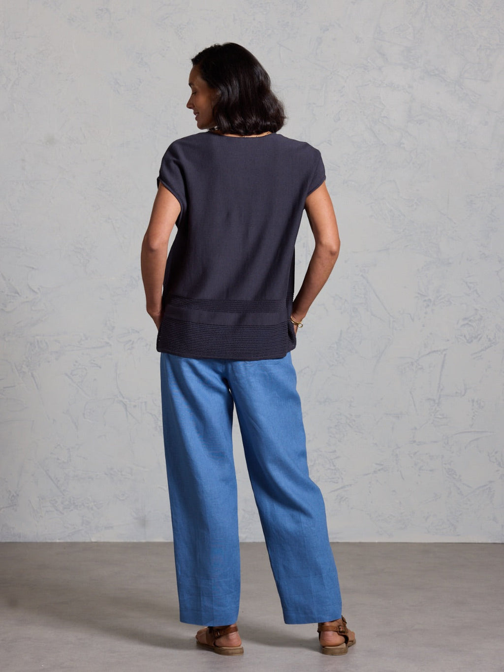 Sundown Cotton Knit Top Charcoal
