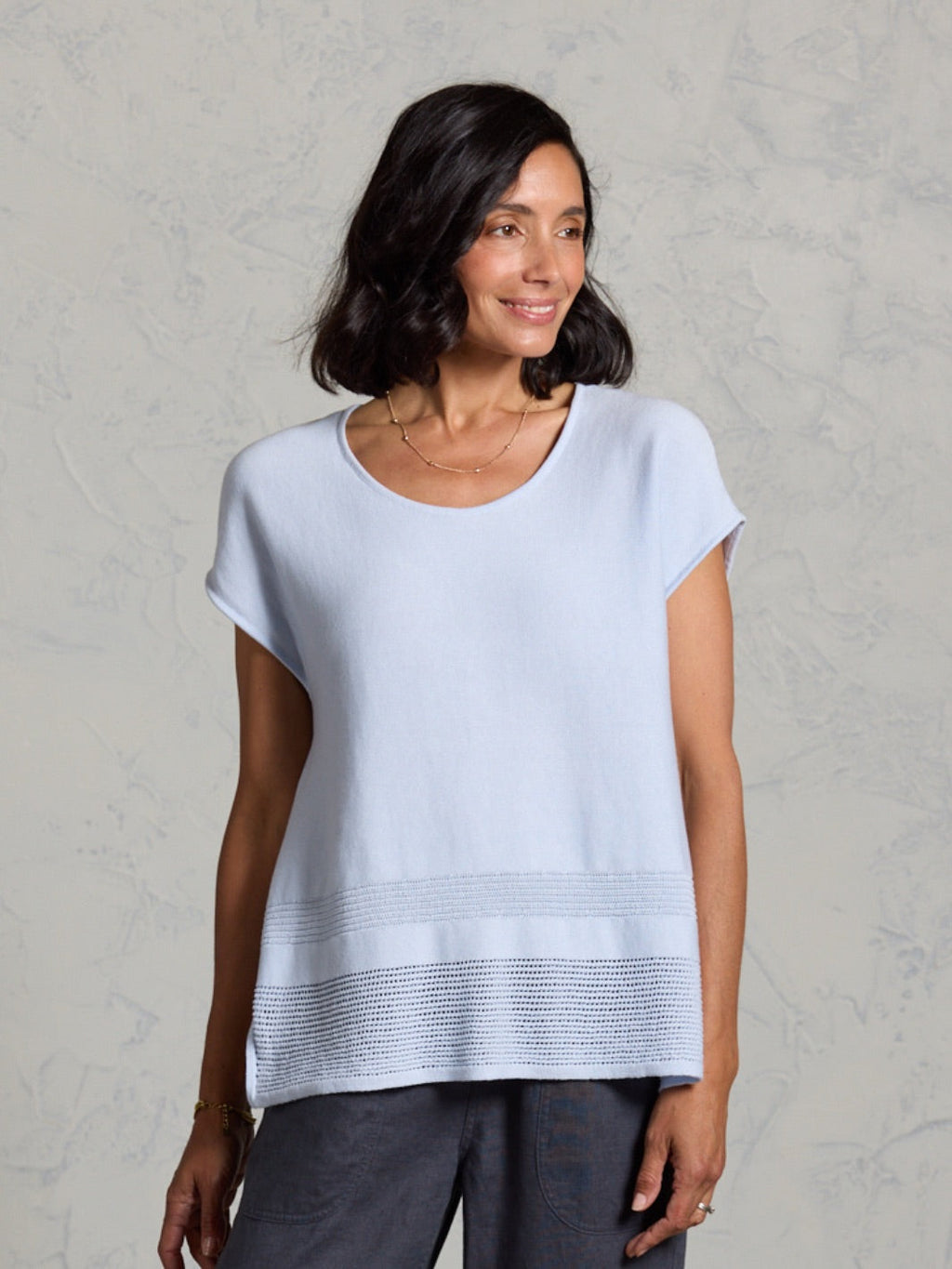 Sundown Cotton Knit Top Serene Blue