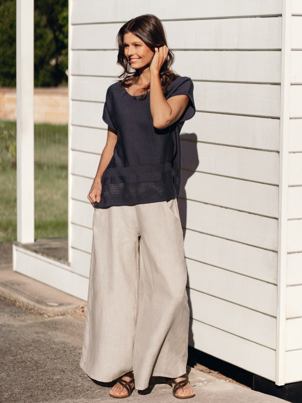 Sundown Cotton Knit Top Charcoal
