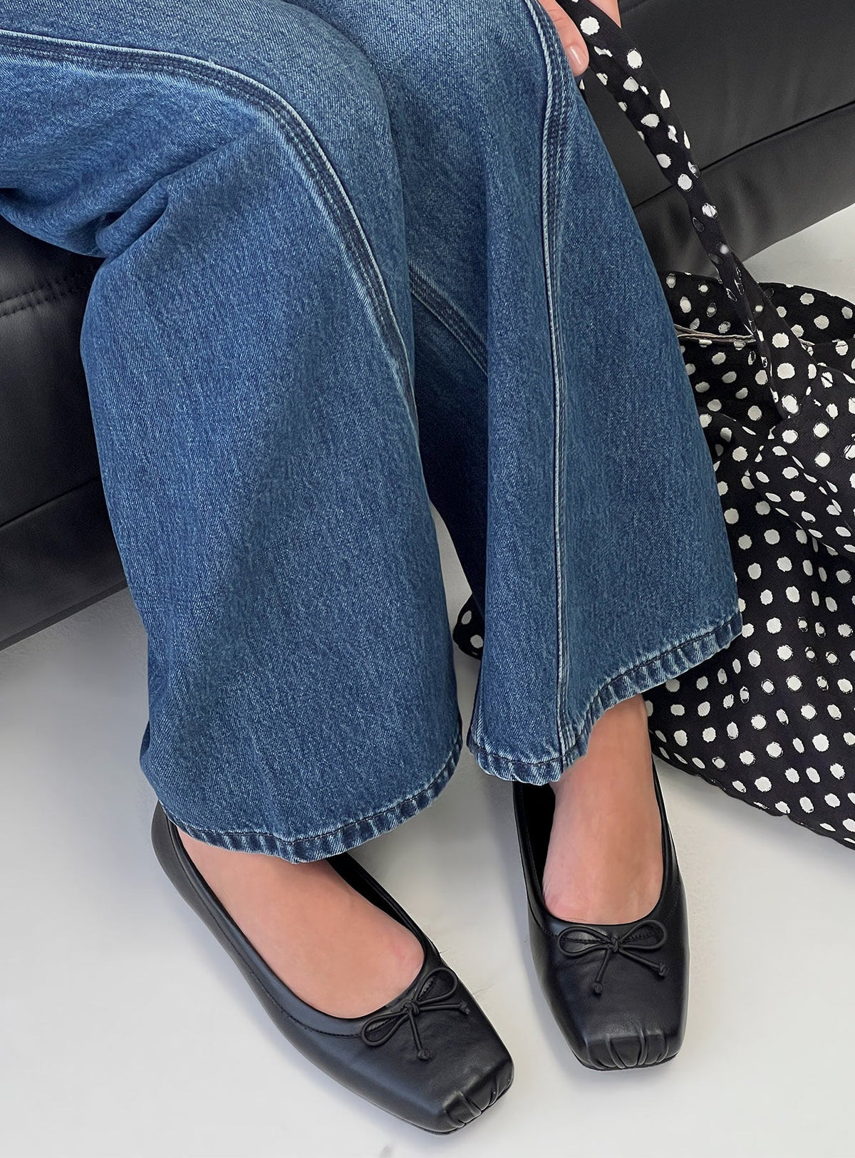 Therapy Laine Square Toe Ballet Flats Black