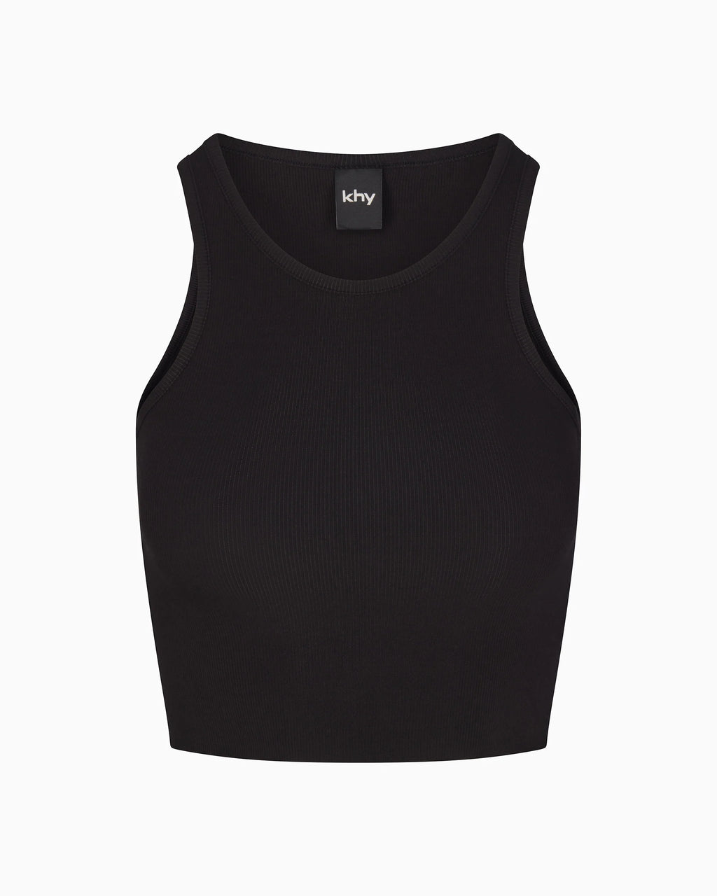 Cropped Raw Hem Rib Tank | Black