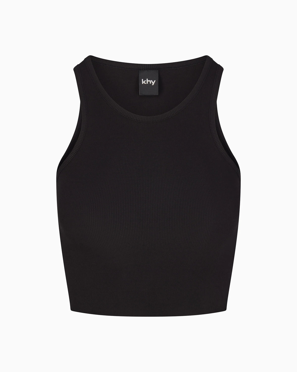 Cropped Raw Hem Rib Tank | Black