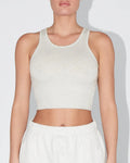 Cropped Raw Hem Rib Tank | Light Heather Grey