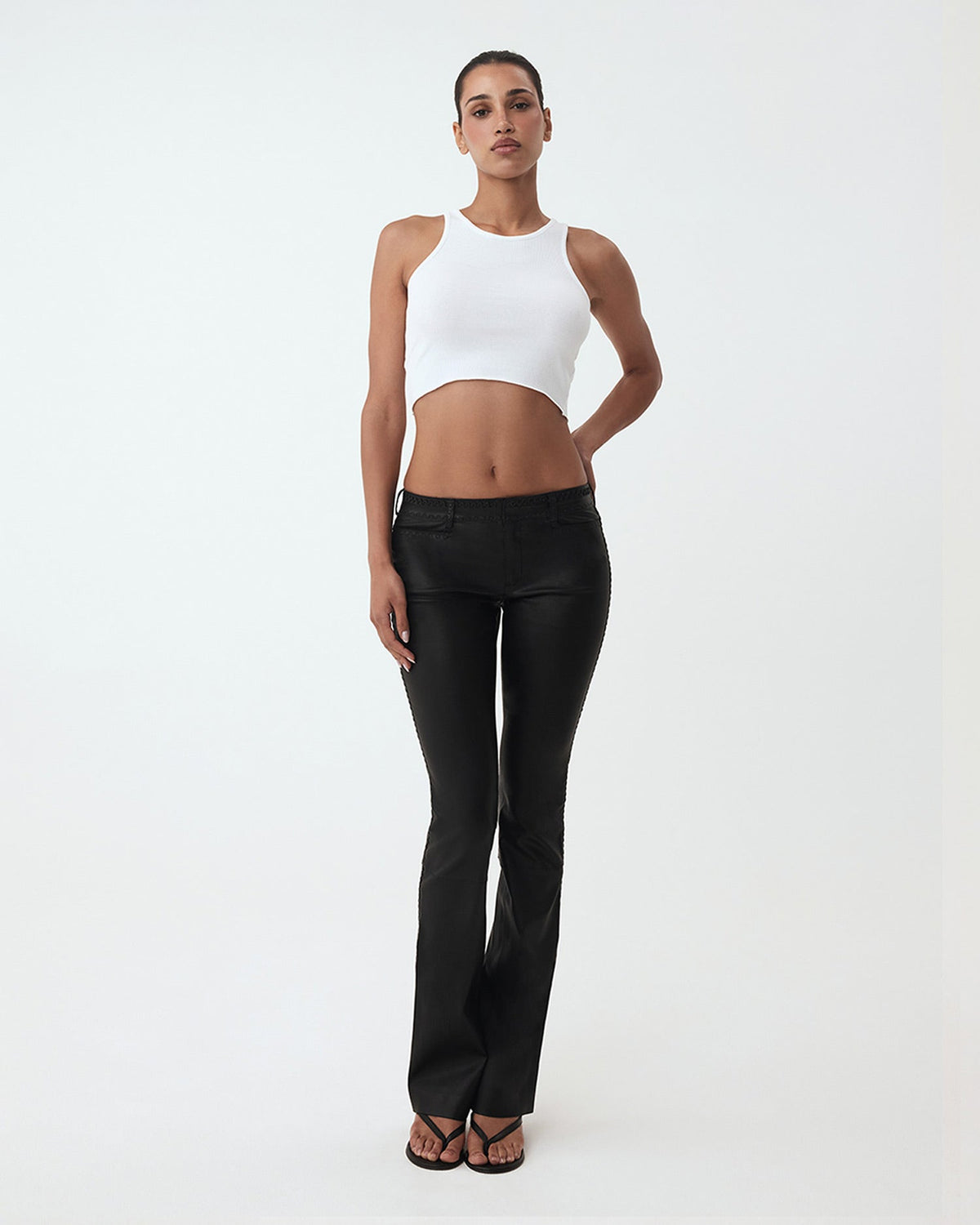 Cropped Raw Hem Rib Tank | White