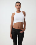 Cropped Raw Hem Rib Tank | White