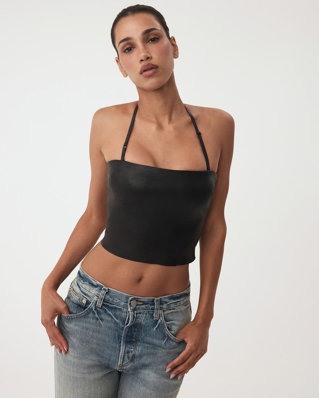 She's It Tube Top | Black Leather