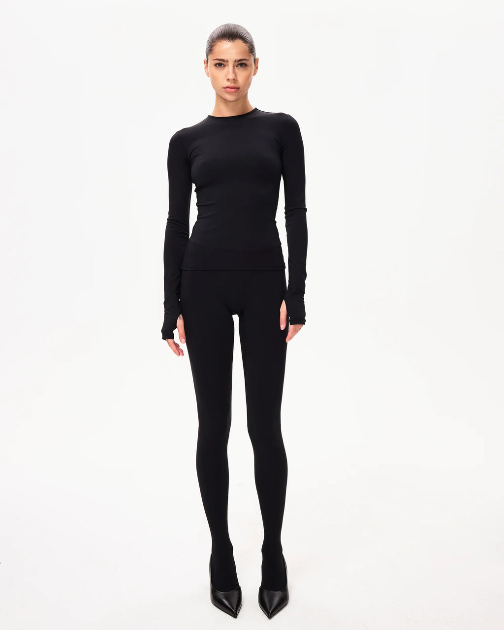 Long Sleeve Thumb Hole Tee | Black
