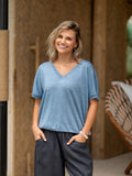 Toscana Merino Wool Knit Top Sea Blue