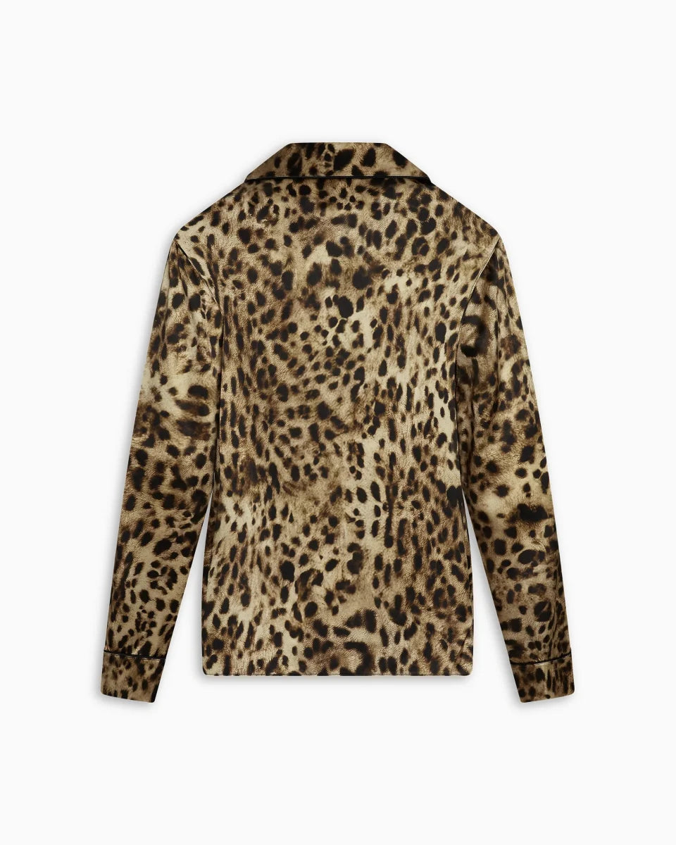 Silk Pajama Shirt | Leopard