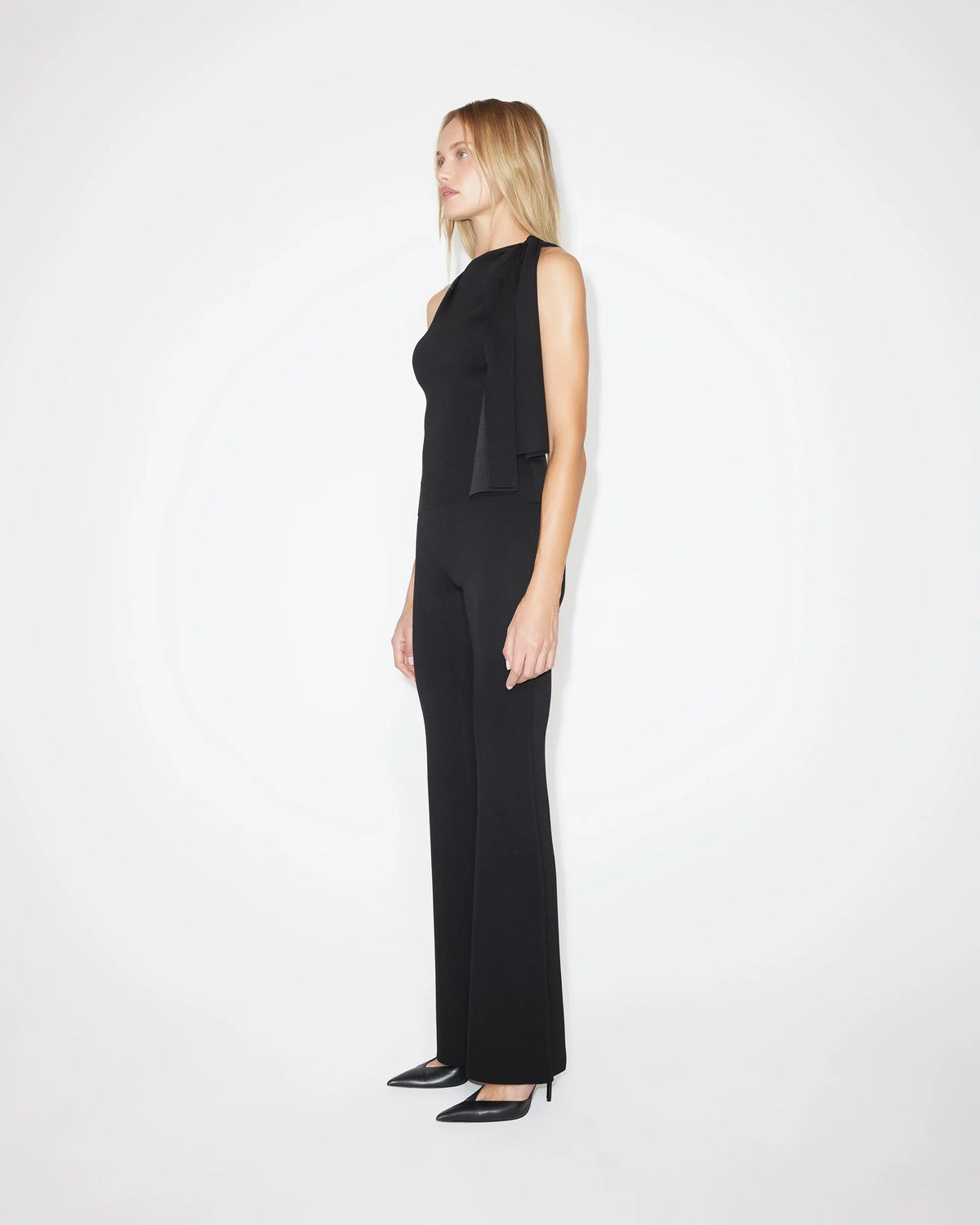 Sueded Stretch Knotted Top | Black