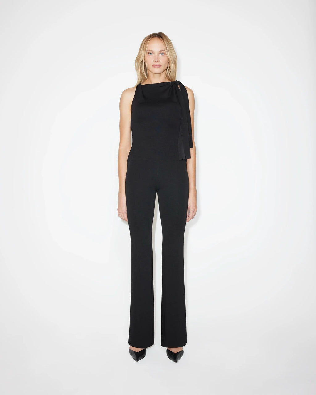 Sueded Stretch Knotted Top | Black