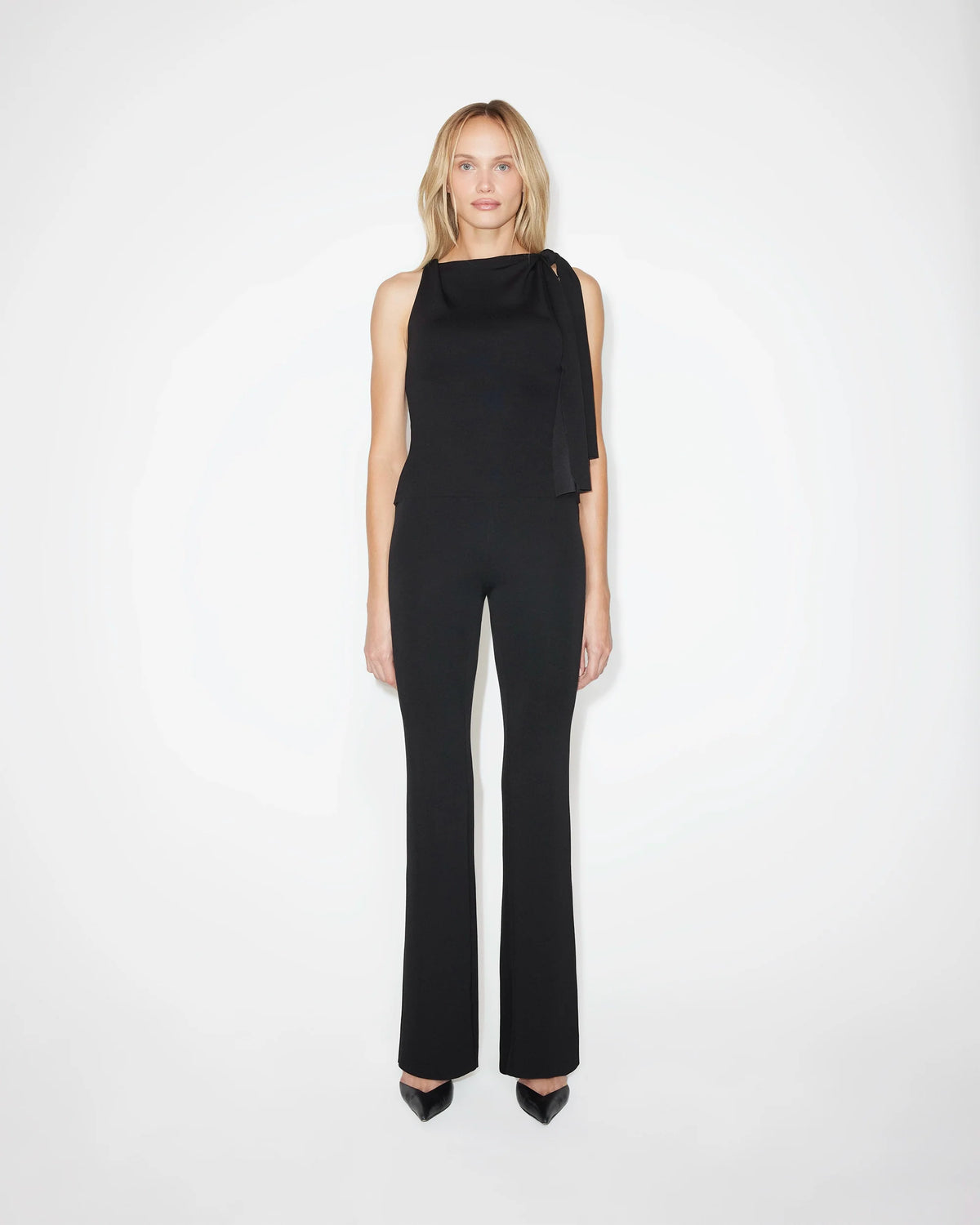 Sueded Stretch Knotted Top | Black