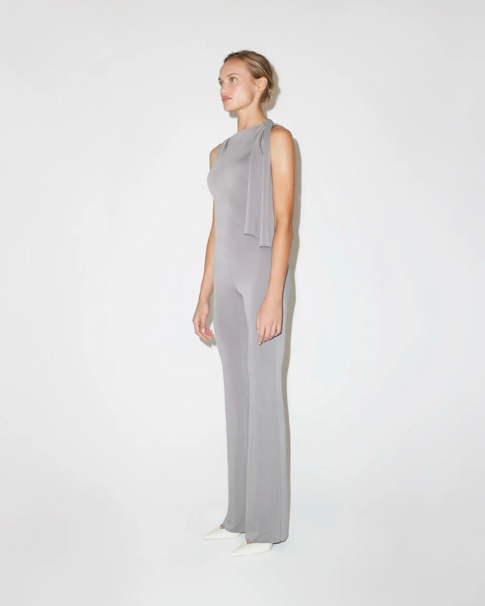 Sueded Stretch Knotted Top | Steel Grey