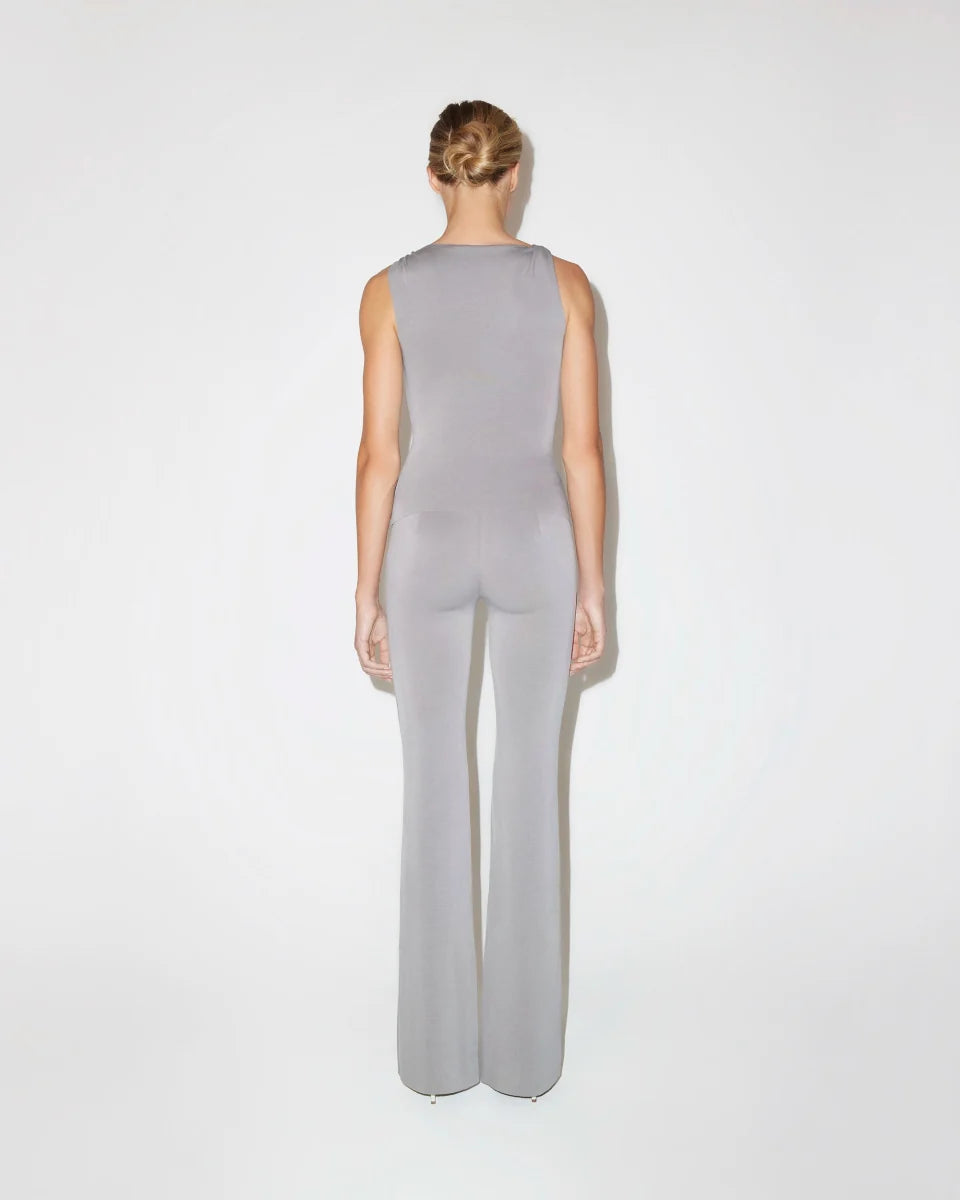 Sueded Stretch Knotted Top | Steel Grey