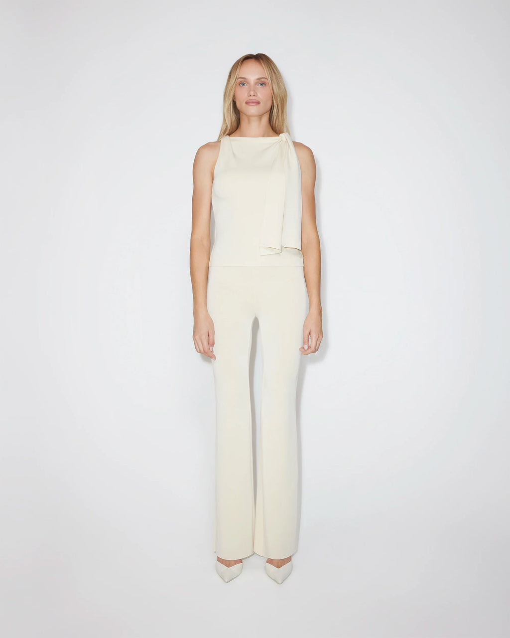 Sueded Stretch Knotted Top | Stone