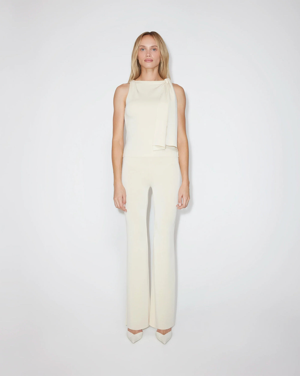 Sueded Stretch Knotted Top | Stone