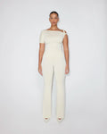 Sueded Stretch Twisted Top | Stone